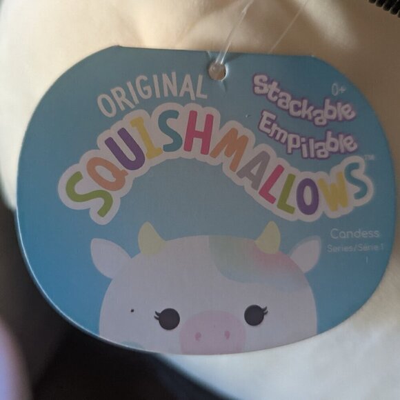 NWT 12" Candess Cow Squishmallows Stackable Farm Squad Pastel Plush Animal - Picture 8 of 11